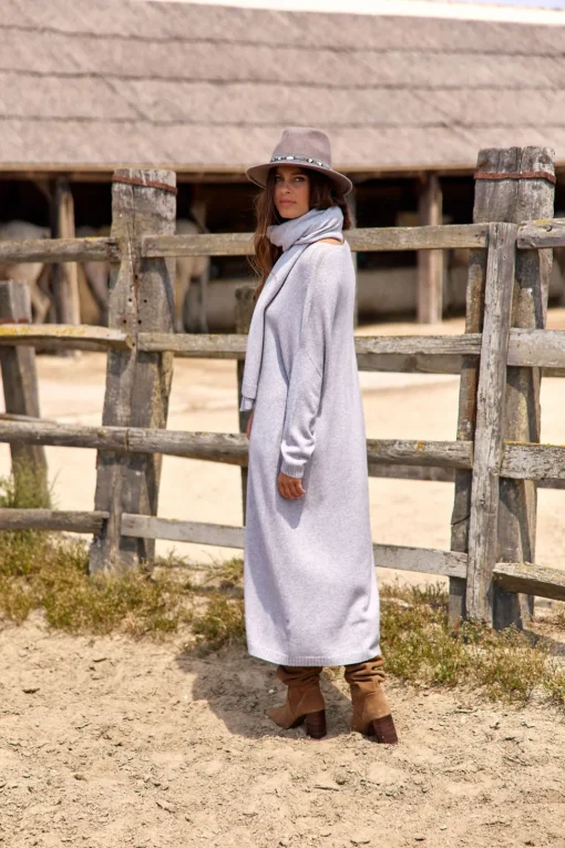 Robes & Jupes-Lauren Vidal Robe ample en maille Noune Grey