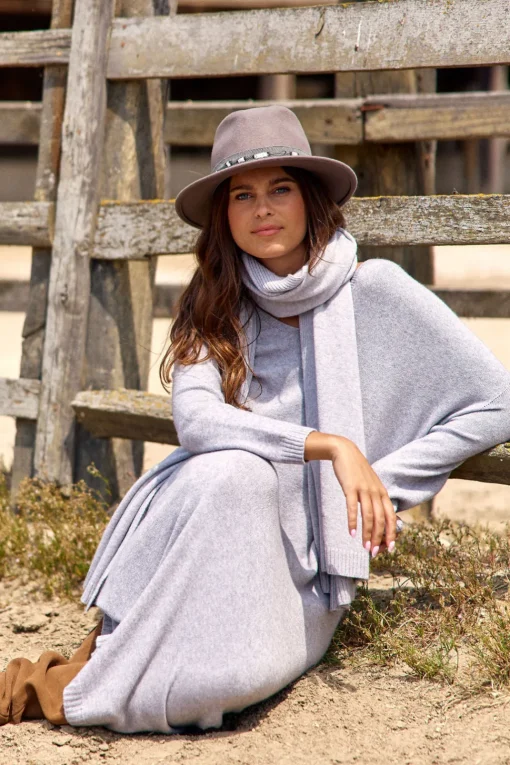 Robes & Jupes-Lauren Vidal Robe ample en maille Noune Grey