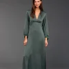 Robes & Jupes-Lauren Vidal ROBE EN VISCOSE JACQUARD ELIZA Green