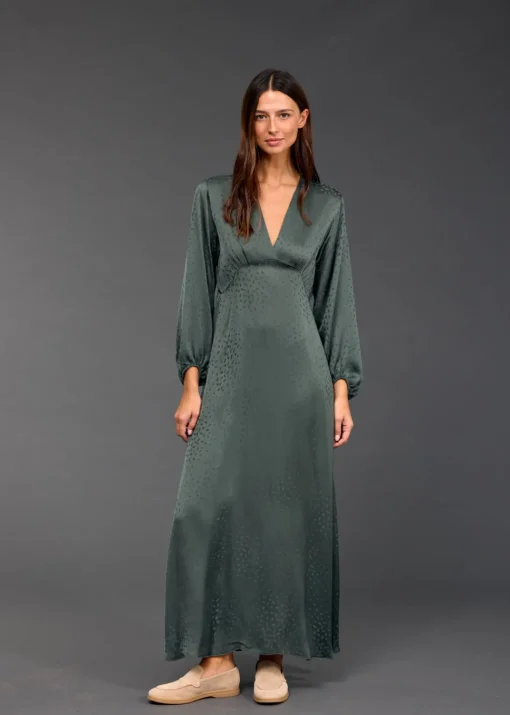 Robes & Jupes-Lauren Vidal ROBE EN VISCOSE JACQUARD ELIZA Green