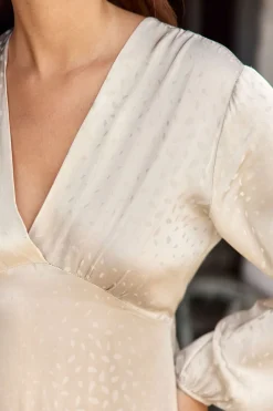 Robes & Jupes-Lauren Vidal ROBE EN VISCOSE JACQUARD ELIZA Creme