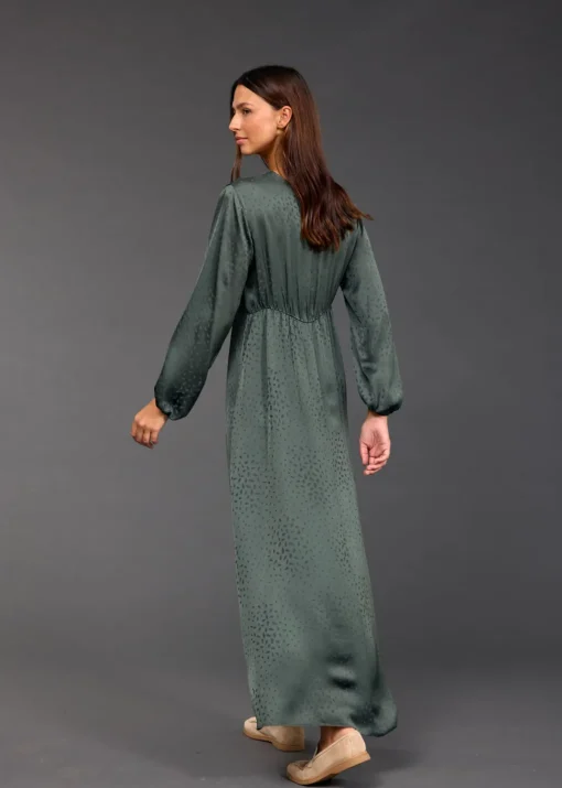 Robes & Jupes-Lauren Vidal ROBE EN VISCOSE JACQUARD ELIZA Green