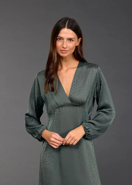 Robes & Jupes-Lauren Vidal ROBE EN VISCOSE JACQUARD ELIZA Green