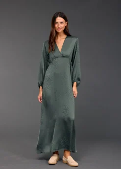 Robes & Jupes-Lauren Vidal ROBE EN VISCOSE JACQUARD ELIZA Green