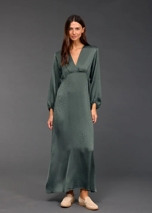 Robes & Jupes-Lauren Vidal ROBE EN VISCOSE JACQUARD ELIZA Green