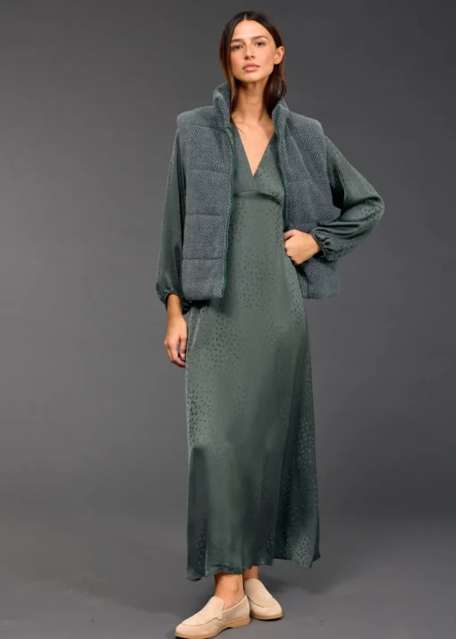 Robes & Jupes-Lauren Vidal ROBE EN VISCOSE JACQUARD ELIZA Green