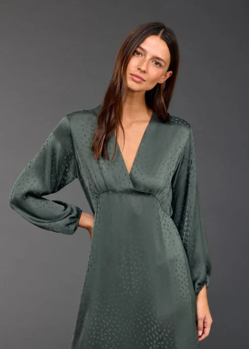 Robes & Jupes-Lauren Vidal ROBE EN VISCOSE JACQUARD ELIZA Green