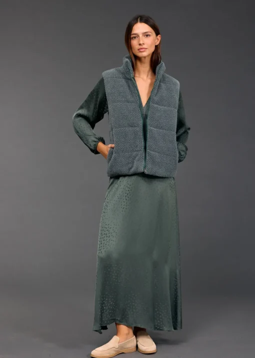 Robes & Jupes-Lauren Vidal ROBE EN VISCOSE JACQUARD ELIZA Green