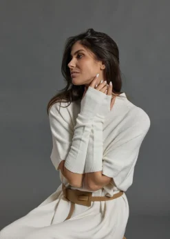 Robes & Jupes-Lauren Vidal Robe longue en laine NUMA Ecru