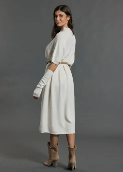 Robes & Jupes-Lauren Vidal Robe longue en laine NUMA Ecru