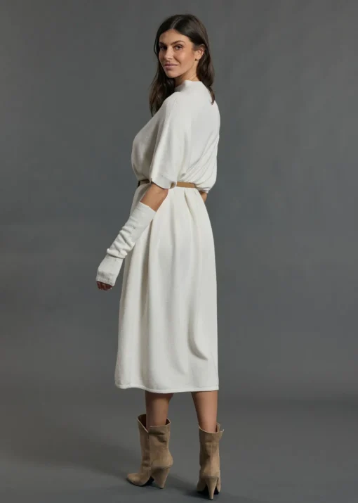 Robes & Jupes-Lauren Vidal Robe longue en laine NUMA Ecru