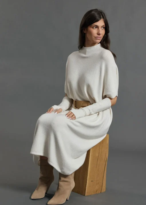 Robes & Jupes-Lauren Vidal Robe longue en laine NUMA Ecru
