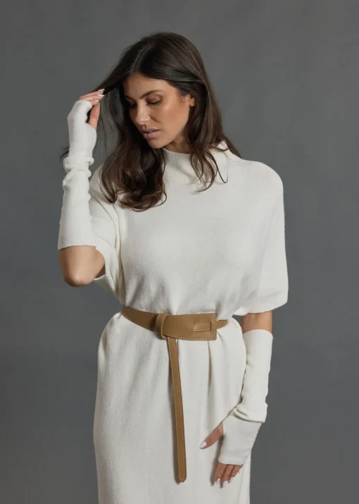 Robes & Jupes-Lauren Vidal Robe longue en laine NUMA Ecru