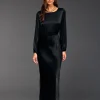 Robes & Jupes-Lauren Vidal ROBE LONGUE FITTÉE KIMI Noir