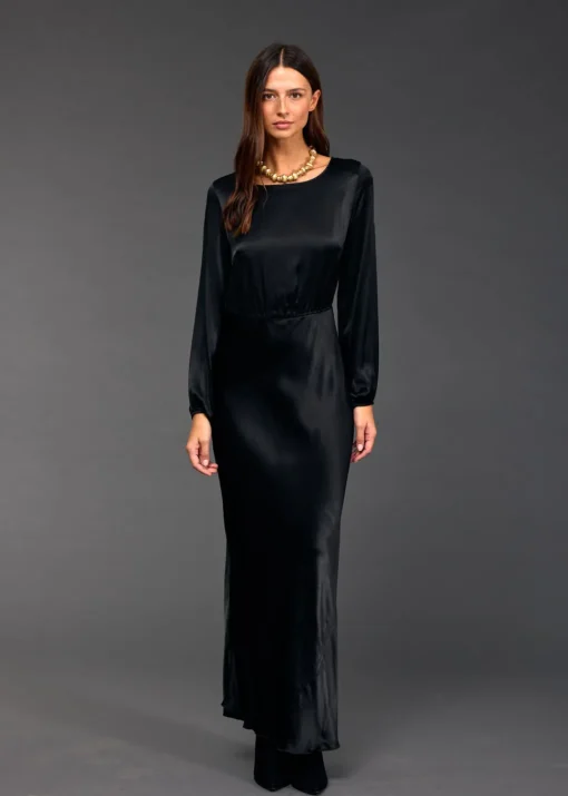 Robes & Jupes-Lauren Vidal ROBE LONGUE FITTÉE KIMI Noir