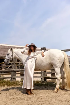 Robes & Jupes-Lauren Vidal ROBE LONGUE FITTÉE KIMI Creme