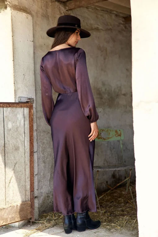 Robes & Jupes-Lauren Vidal ROBE LONGUE FITTÉE KIMI Raisin