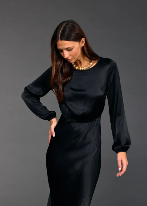 Robes & Jupes-Lauren Vidal ROBE LONGUE FITTÉE KIMI Noir