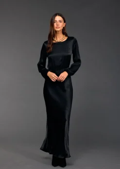 Robes & Jupes-Lauren Vidal ROBE LONGUE FITTÉE KIMI Noir