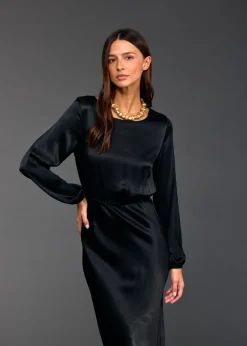 Robes & Jupes-Lauren Vidal ROBE LONGUE FITTÉE KIMI Noir