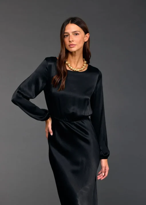 Robes & Jupes-Lauren Vidal ROBE LONGUE FITTÉE KIMI Noir