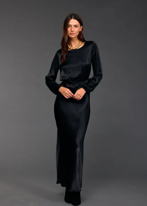 Robes & Jupes-Lauren Vidal ROBE LONGUE FITTÉE KIMI Noir