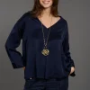 Chemises & Blouses-Lauren Vidal TOP COURT UNI LUISA Eclipse