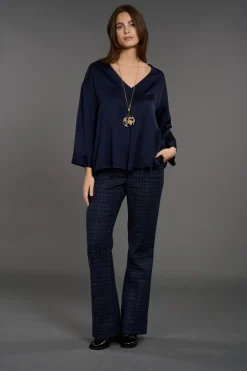 Chemises & Blouses-Lauren Vidal TOP COURT UNI LUISA Eclipse
