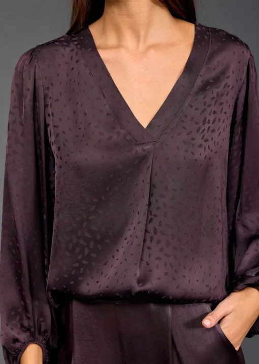 Chemises & Blouses-Lauren Vidal TOP EN VISCOSE JACQUARD ENZO Raisin