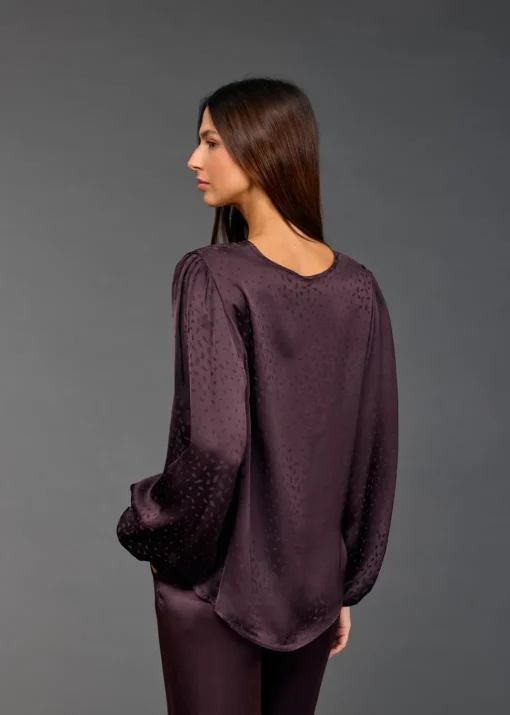 Chemises & Blouses-Lauren Vidal TOP EN VISCOSE JACQUARD ENZO Raisin