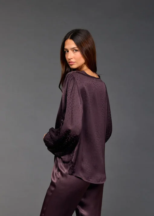 Chemises & Blouses-Lauren Vidal TOP EN VISCOSE JACQUARD ENZO Raisin