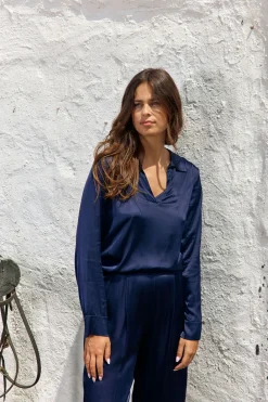 Chemises & Blouses-Lauren Vidal TOP FITTÉ SLOANE Eclipse