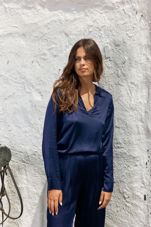 Chemises & Blouses-Lauren Vidal TOP FITTÉ SLOANE Eclipse