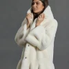 Vestes & Manteaux-Lauren Vidal VESTE À  CAPUCHE EN FAUSSE FOURRURE LINA Ecru