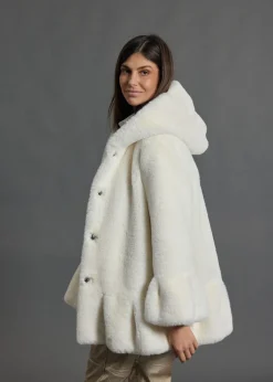 Vestes & Manteaux-Lauren Vidal VESTE À  CAPUCHE EN FAUSSE FOURRURE LINA Ecru