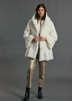 Vestes & Manteaux-Lauren Vidal VESTE À  CAPUCHE EN FAUSSE FOURRURE LINA Ecru