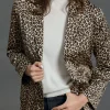 Vestes & Manteaux-Lauren Vidal VESTE BLAZER FLUIDE IMPRIMÉE LÉOPARD VALMI Creme