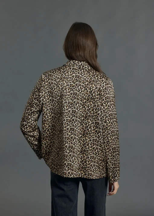 Vestes & Manteaux-Lauren Vidal VESTE BLAZER FLUIDE IMPRIMÉE LÉOPARD VALMI Creme