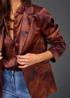 Vestes & Manteaux-Lauren Vidal VESTE BLAZER IMPRIMÉ TESS Havana