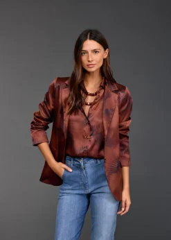 Vestes & Manteaux-Lauren Vidal VESTE BLAZER IMPRIMÉ TESS Havana