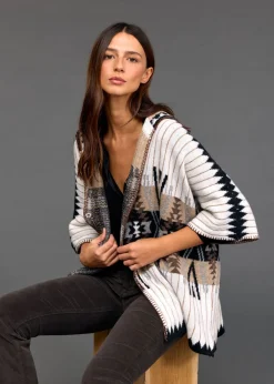 Pulls & Gilets | Vestes & Manteaux-Lauren Vidal Veste cape jacquard Robbie Aztec