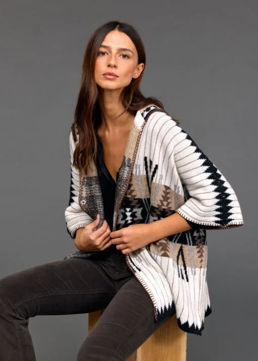 Pulls & Gilets | Vestes & Manteaux-Lauren Vidal Veste cape jacquard Robbie Aztec
