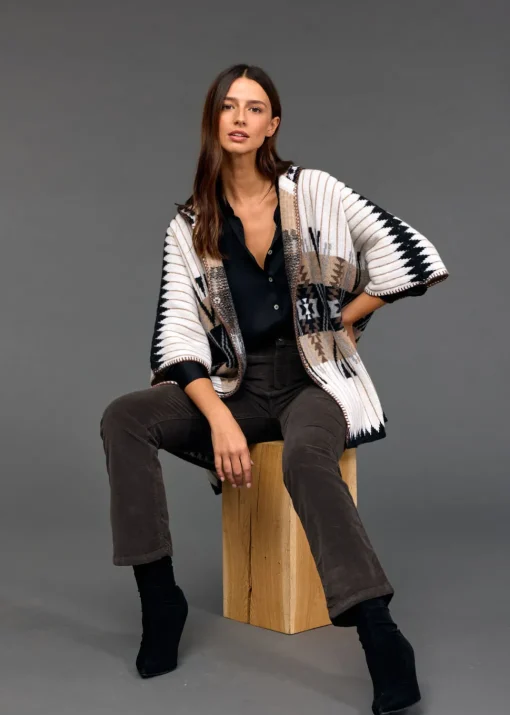 Pulls & Gilets | Vestes & Manteaux-Lauren Vidal Veste cape jacquard Robbie Aztec