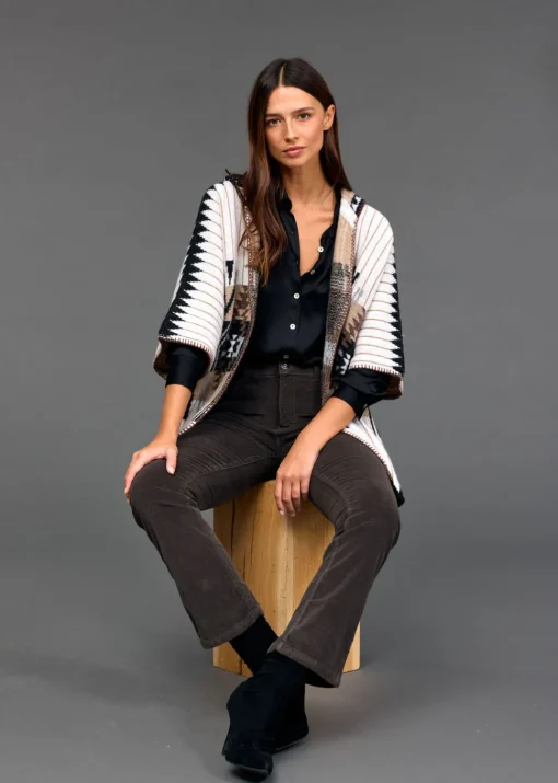 Pulls & Gilets | Vestes & Manteaux-Lauren Vidal Veste cape jacquard Robbie Aztec