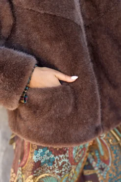 Vestes & Manteaux-Lauren Vidal VESTE COURTE EN FAUSSE FOURRURE LIO Cafe