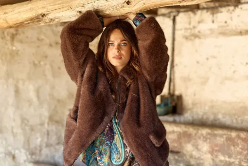 Vestes & Manteaux-Lauren Vidal VESTE COURTE EN FAUSSE FOURRURE LIO Cafe