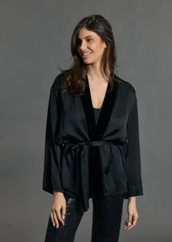 Vestes & Manteaux-Lauren Vidal VESTE KIMONO BI-MATIÈRE AMBRE Noir