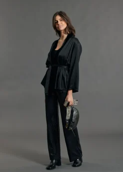 Vestes & Manteaux-Lauren Vidal VESTE KIMONO BI-MATIÈRE AMBRE Noir