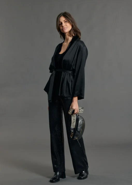 Vestes & Manteaux-Lauren Vidal VESTE KIMONO BI-MATIÈRE AMBRE Noir