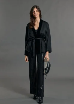 Vestes & Manteaux-Lauren Vidal VESTE KIMONO BI-MATIÈRE AMBRE Noir